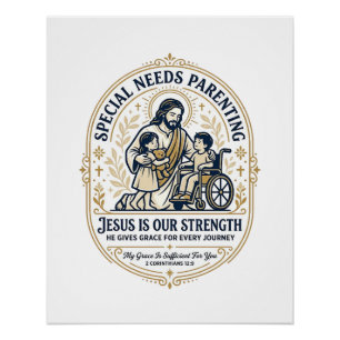 Póster Camiseta de Pais com Necessidades Especiais Jesus 
