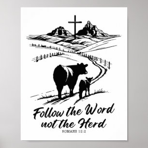 Poster Camiseta de Páscoa Siga a Palavra Não o Rebanho Ro