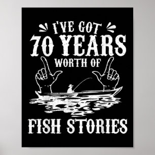 Poster Camiseta De Pescador De Aniversário De 70 Anos Pre