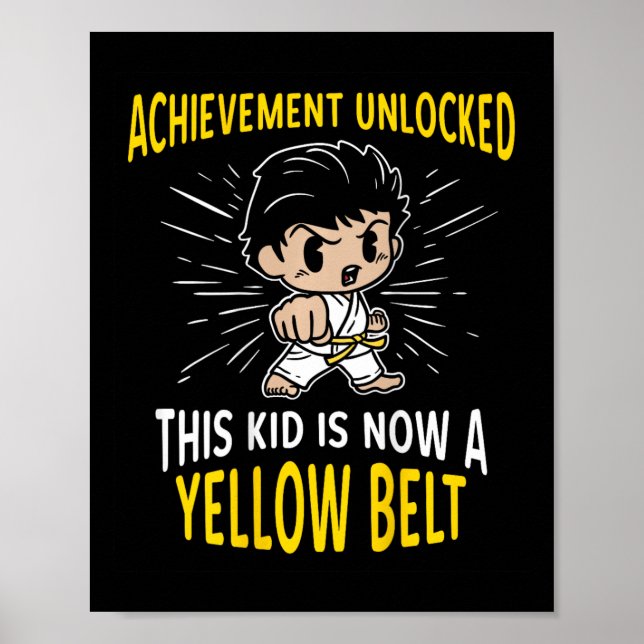 Poster Camiseta de presente para criança de karatê estuda (Frente)