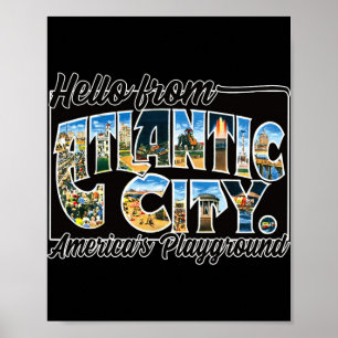 Poster Camiseta de Souvenir Vintage Stcard Atlantic City