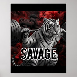 Poster Camiseta de Treino de Agachamento Savage Tiger Aca
