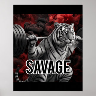 Poster Camiseta de Treino de Agachamento Savage Tiger Aca
