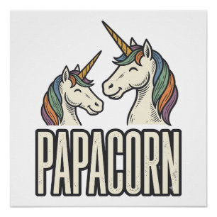 Póster Camiseta Desenho de Gravura Vintage Papacorn Unico