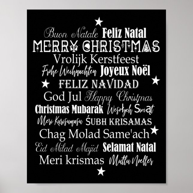 Poster Camiseta Diferentes Idiomas De Feliz Natal  (Frente)