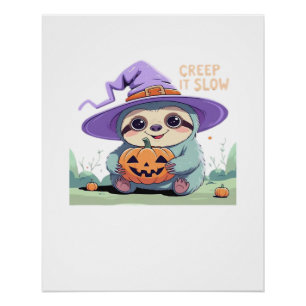 Póster Camiseta Divertida de Halloween de Preguiça Fofa �