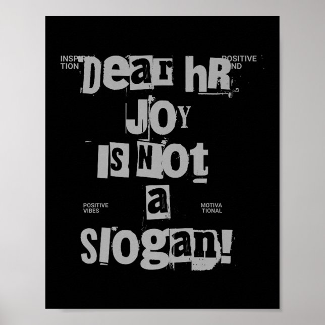 Poster Camiseta Divertida de Trabalho Querido RH, Alegria (Frente)