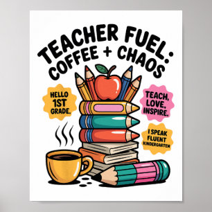 Poster Camiseta Divertida de Volta às Aulas Combustível d