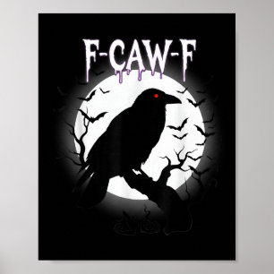 Poster Camiseta do Corvo Gótico F-caw-f Lua de Halloween
