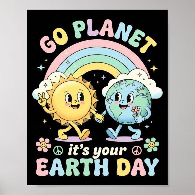 Poster Camiseta do dia da terra planeta terra professor c (Frente)