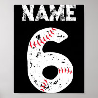 Camiseta do Time de Beisebol 6 Nome e Número