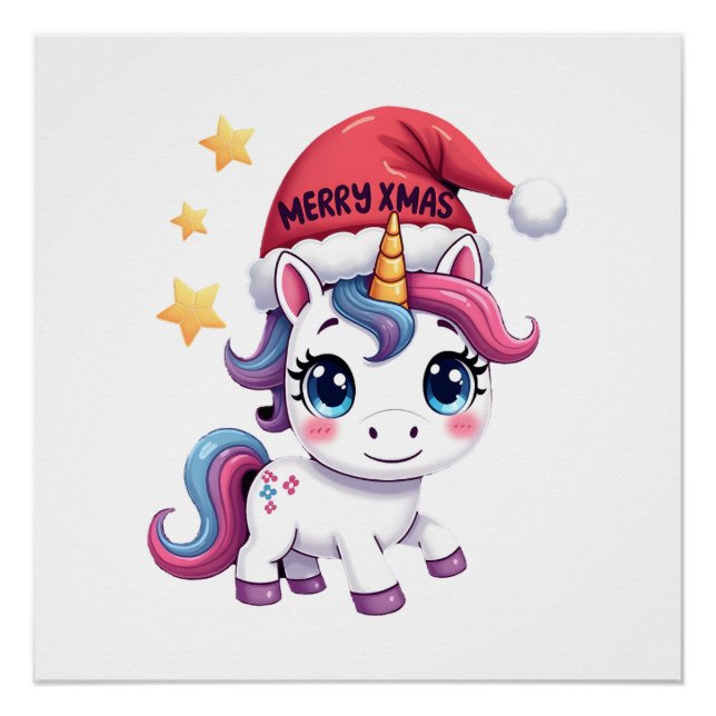 Póster Camiseta do Unicórnio de Natal (2) (Frente)