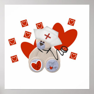 Póster Camiseta e presentes do amor da enfermeira do urso