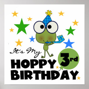 Póster Camiseta e presentes Hoppy do aniversário de 3 ano
