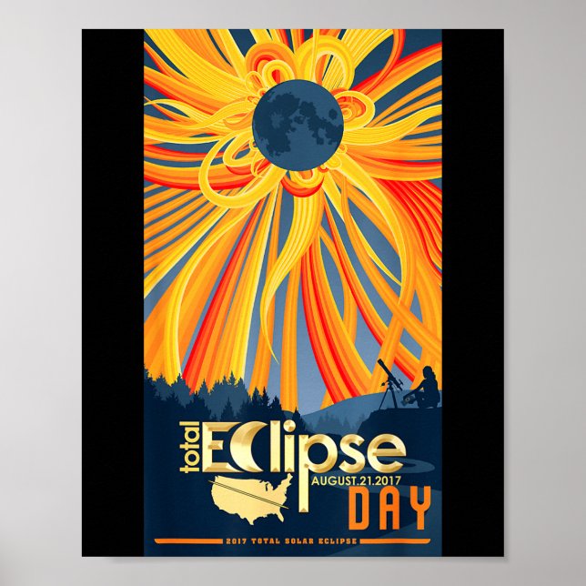 Poster Camiseta Eclipse Solar Total 21 de Agosto (Frente)