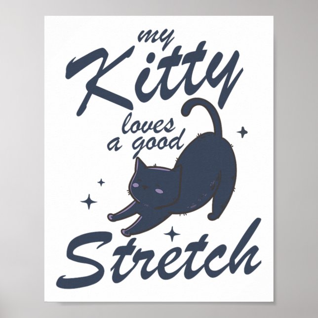 Poster Camiseta engraçada de gato esticado – Presente de  (Frente)