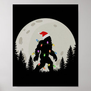 Poster Camiseta engraçada de Natal Bigfoot Santa Chapéu L