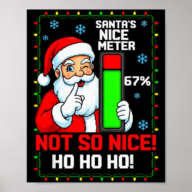 Poster Camiseta engraçada de Natal 'Medidor de bondade do (Frente)