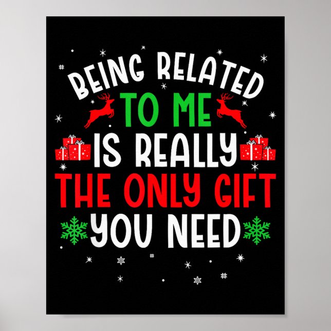 Poster Camiseta engraçada de Natal sendo Parente Meu Famí (Frente)