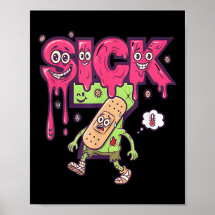 Poster Camiseta engraçada do meme dos sete doentes seis s
