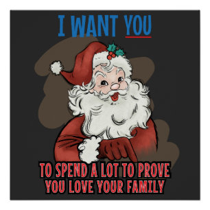 Póster Camiseta engraçada do Papai Noel no Natal Papai