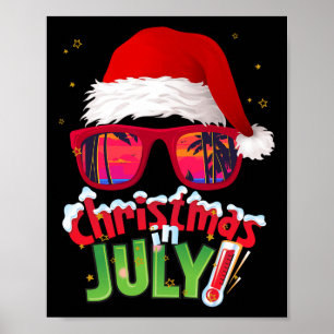 Poster Camiseta Engraçada Natal Em Julho Santa De Sungles