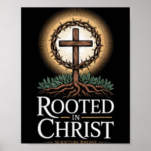 Poster Camiseta Enraizada Em Cristo Jesus Cruz Vintage Cr