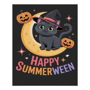 Póster Camiseta essencial estética de Halloween gato fofo