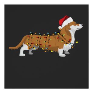 Póster Camiseta Essencial Luz de Natal Férias Corgi