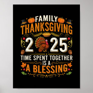 Poster Camiseta Família Correspondente Dia de Ação de Gra