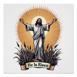 Póster Camiseta Fé com Gravação Vintage Ressurreição de J