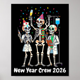 Poster Camiseta Feminina Enfermeira Esqueleto Ano Novo 20