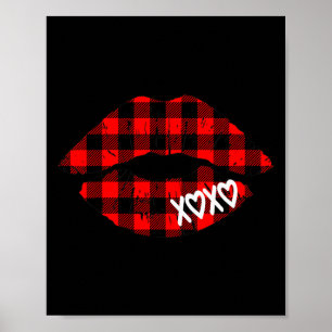 Poster Camiseta Feminina Vermelha Buffalo Xadrez Lábios D