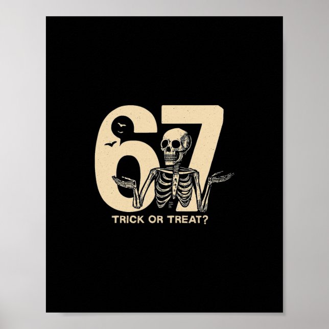Poster Camiseta Funny Halloween Skeleton 67 Truque Ou Tra (Frente)