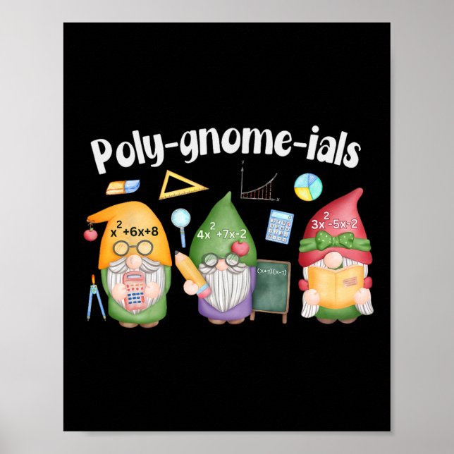 Poster Camiseta Gnomos Polinômios Professor de Matemática (Frente)