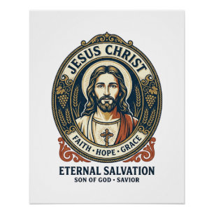 Póster Camiseta Gráfica de Higiene Masculina Jesus Barbei