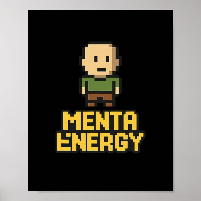Poster Camiseta Gráfica Divertida Pixel Gamer Menta Energ (Frente)