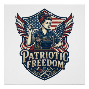 Póster Camiseta Gráfica Vetorial Mãe Patriótica de Costur