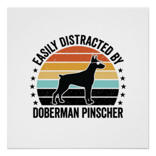 Póster Camiseta Gráfica Vintage Doberman Pinscher Pôr do