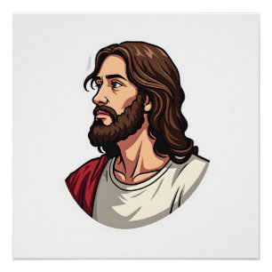 Póster Camiseta Gravura Vintage Perfil Lateral de Jesus 2