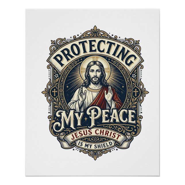 Póster Camiseta Jesus Limites Auto Respeito Fé Baseada De (Frente)