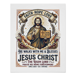 Póster Camiseta Jesus Surfando Fé Inspiradora
