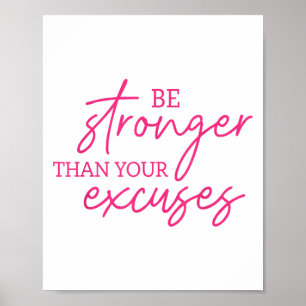 Poster Camiseta Mais Forte Que Desculpas Treino Mulheres