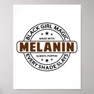 Poster Camiseta Melanina Magia da Menina Negra Mulheres A