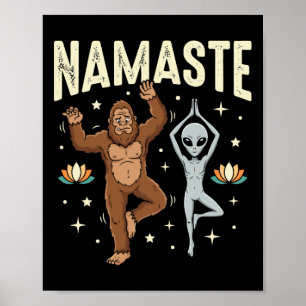 Poster Camiseta Namaste Bigfoot Alien Yoga Espiritual Lan