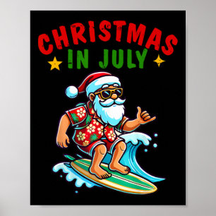 Poster Camiseta Natal Em Julho Meninos Santa Surfe