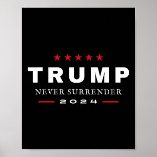 Poster Camiseta Patriótica Maga Trump Nunca se Rende 2024