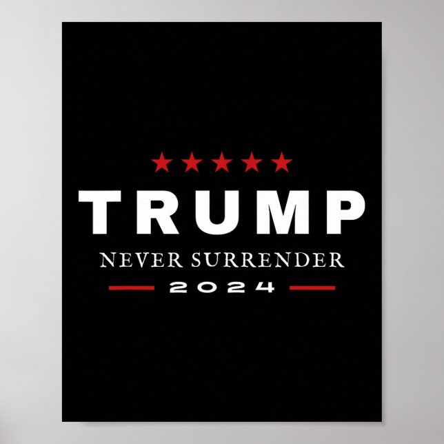 Poster Camiseta Patriótica Maga Trump Nunca se Rende 2024 (Frente)
