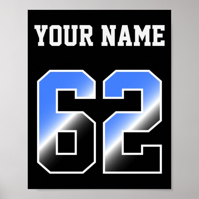 Poster Camiseta Personalizada Azul Número 62  (Frente)