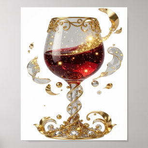 Poster Camiseta Personalizada Taça de Vinho com Gemas Enc